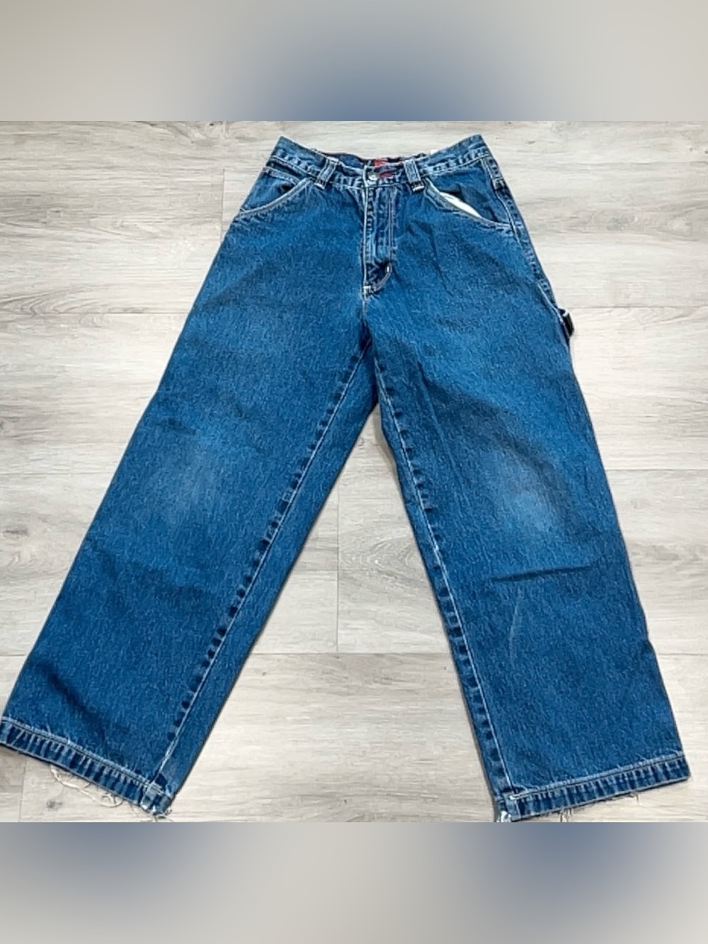 Y2K Unionbay Blue Denim Carpenter Cargo Jeans Size 12 Grunge Skate Vintage